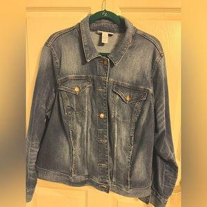 Denim jacket, Lane Bryant. Softer feel (note fabric tag), Size 22 (plus)